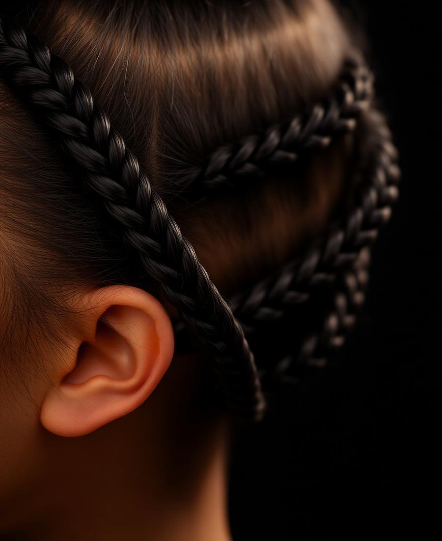 Feed-in cornrows